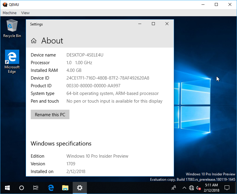 QEMU actually running Windows 10... on ARM(64)