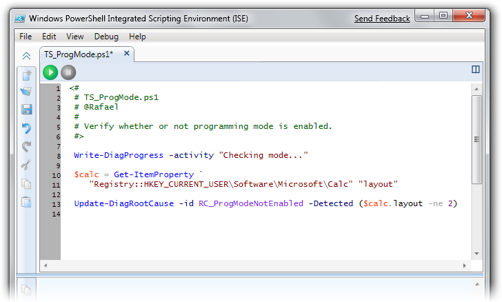 Verifier script in PowerShell Integrated Scripting Environment (ISE)